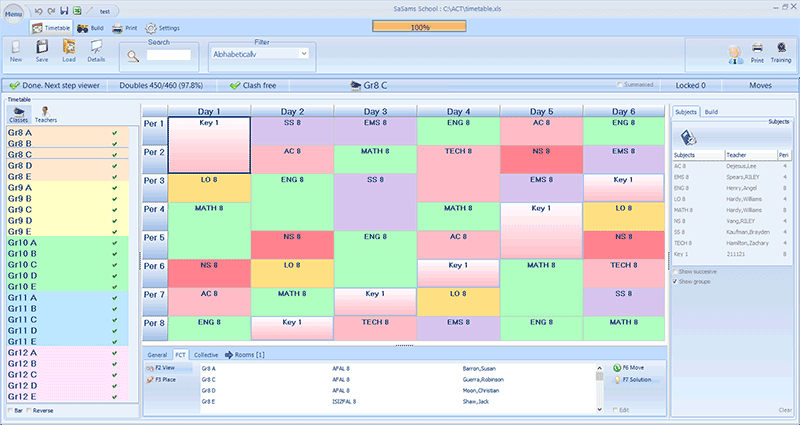 screenshot timetable